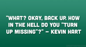 ... up. How in the hell do you “turn up missing”?” – Kevin Hart