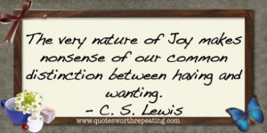 Lewis quote - the nature of joy