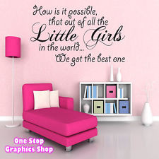BEST LITTLE GIRL WALL ART QUOTE STICKER - BABY KIDS GIRL BEDROOM LOVE ...