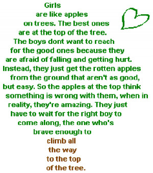 life quote 1 girls are like apples the best ones are at the top of the ...