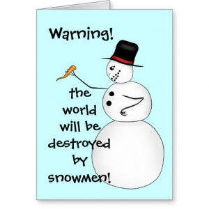 Evil funny Christmas snowman Greeting Cards