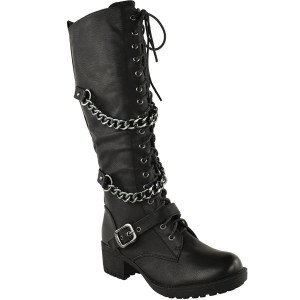 Black Knee High Combat Boots For Women Fashion Thirsty Womens Knee