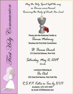 First Holy Communion Invitations For Girls