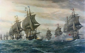 ... (left) and British (right) lines at the Battle of the Chesapeake