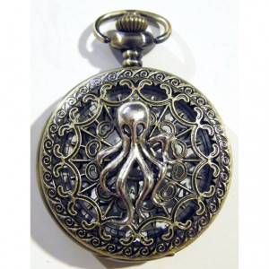 Steampunk Octopus Pocket Watch Chain Fob $45.00