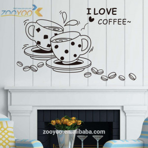 ... peel and stick wall decals wall stickers quotes i love coffee (ZY-8241