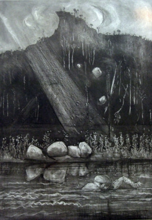 Bather, Pulpit Rock, and Rainshower by Arthur Boyd