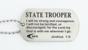 State Trooper Dog Tag with Beaded Chain