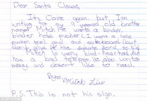 Humble demands: In a list of the 25 funniest Santa letters, young ...