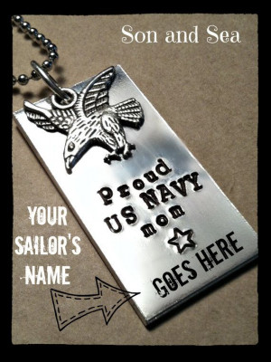 Personalized Proud Navy Mom Hand stamped pendant necklace by Son and ...