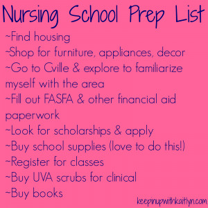 Nursing School Quotes Nursing school prep list