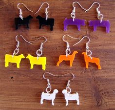 Stock Show Animal Earrings - Set of 5, One Pair of Each-Steer, Heifer ...