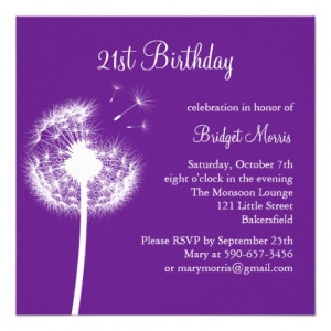 Best Wishes 21st Birthday Invitation (purple) - Zazzle.com.au