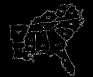 Southeast Region States and Capitals Map