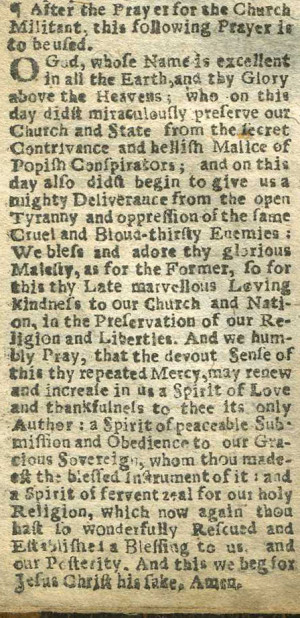 Collect for 5th November in the Book of Common Prayer published in ...