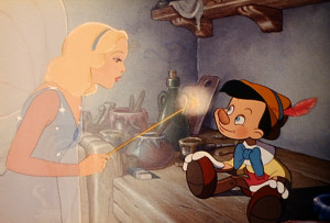 The Blue Fairy having brought Pinocchio to life.