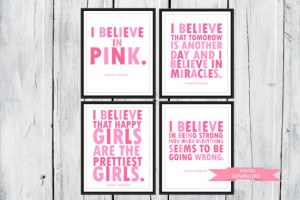 Audrey Hepburn quote: I Believe in Pink. 4 prints one low price. 8x10 ...