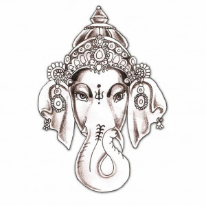 Grey Ink Elephant Head Lord Ganesha Tattoo Design