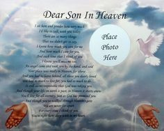 ... | Dear Son in Heaven Memorial Poem Gift Loss of A Beloved Son