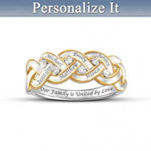 Strength Of Family Diamond Mothers Ring With Up To 6 Engraved Names ...
