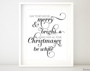 christmas wall decor merry and br ight white christmas quote printable ...