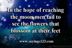 In the hopes of reaching the moon men fail to see the flowers that ...
