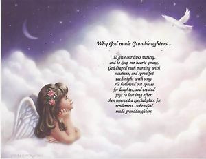Details about GOD MADE GRANDDAUGHTER Poem Angel Print Personalized