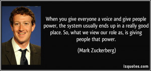 and give people power, the system usually ends up in a really good ...
