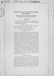 The National Industrial Recovery Act National Archives and Records