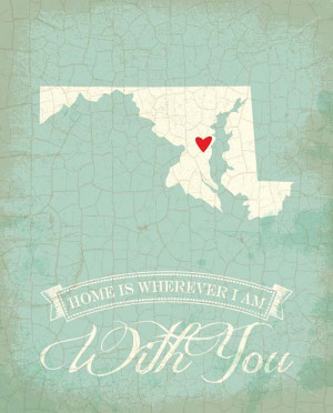 Maryland map art state poster- 8 x 10 Typographic poster ...