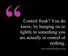 Being a control freak means you are not in control at all. This quote ...