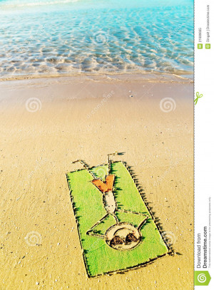 in the sun concept - funny cartoon laying on a towel and having sun ...
