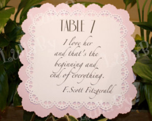 ... wedding doily like cards with custom love quote, Great Gatsby wedding