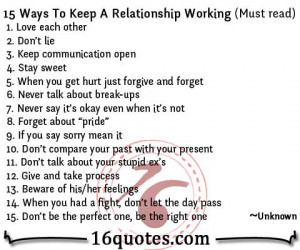 15 Ways To Keep A Relationship Working (advice)