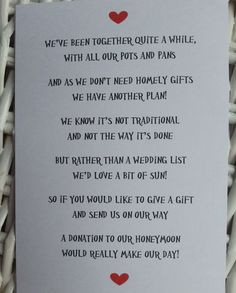 20 Wedding poems asking for money gifts not presents Ref No 4