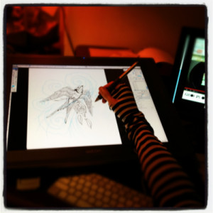 Working the final touches on tomorrows tattoo design. I love my Wacom!