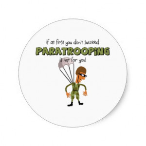 paratrooper funny round sticker