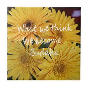 Pretty yellow flowers and an inspirational quote ceramic tiles