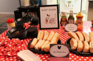 DIY Hot Dog Station at a Mickey and Minnie Mouse Party