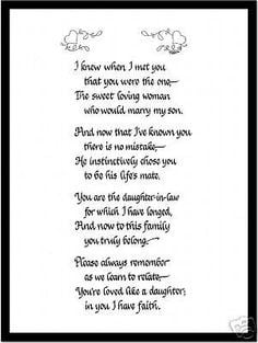 Poem for Daughter in Law Calligraphy Print | eBay