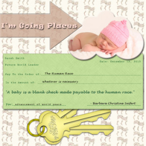 blank check baby scrapbook quote