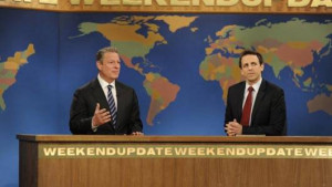 Al Gore appearing on Saturday Night Live's 'Weekend Update'.