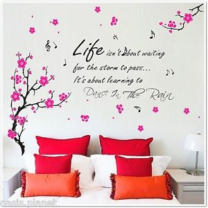 ... Flowers Blossom Butterflies Children Wall Stickers Dance Rain Paper
