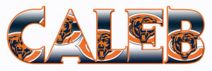 ... request another design. The name Caleb with Chicago Bears background