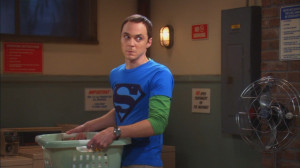 disgruntled Sheldon after Penny messes up laundry night.