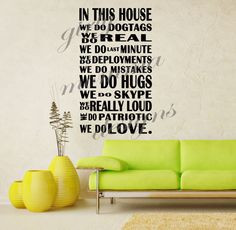 House Military LARGE Quote Wall Vinyl Decor Sticker U Pick Colors Army ...