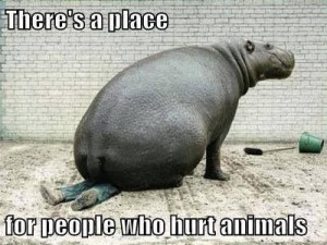 There's a place for people who hurt animals...that's right!