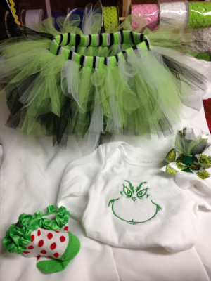 Baby girl tutu grinch costume size 6-12 months