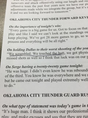 Tags: Dallas Mavericks okc thunder Thunder Quote Sheet Says OKC Held ...