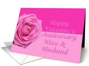 niece & husband Pretty Pink Rose Valentine´s Day Anniversary card